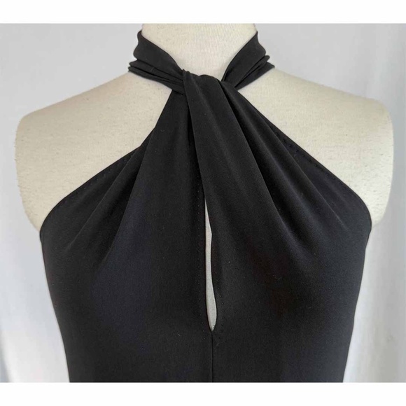 Max Mara Vintage Black Grecian HaNeck Keyhole Crepe Cocktail Dress Women Size 6 - Picture 4 of 8